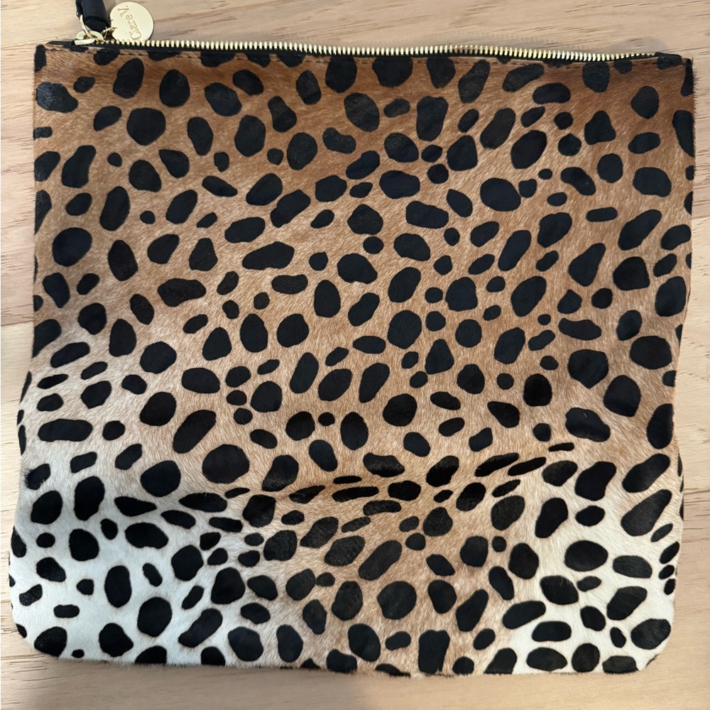 Clare V. Pony Hair Leopard Print Folded Clutch - Picture 4 of 5